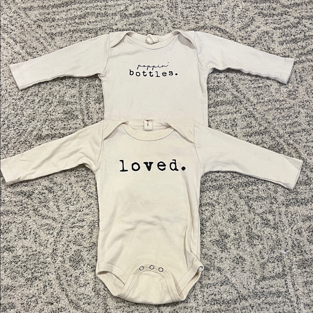 Tenth and Pine - Cream Long Sleeve Baby Onesies Set of 2